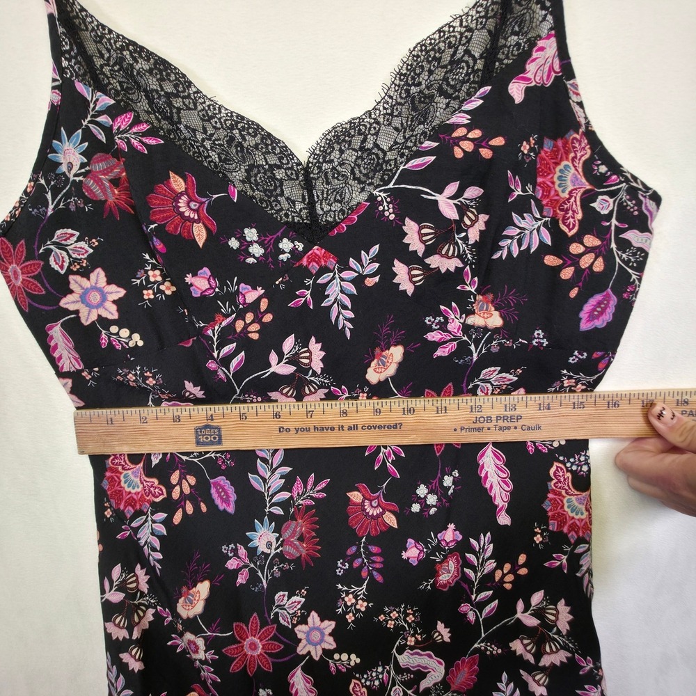 Boho Lace Whimsigoth Dress Women L Black Floral Romantic Slip Babydoll Maxi Date - Picture 6 of 15